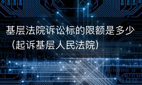 基层法院诉讼标的限额是多少（起诉基层人民法院）