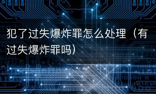 犯了过失爆炸罪怎么处理（有过失爆炸罪吗）