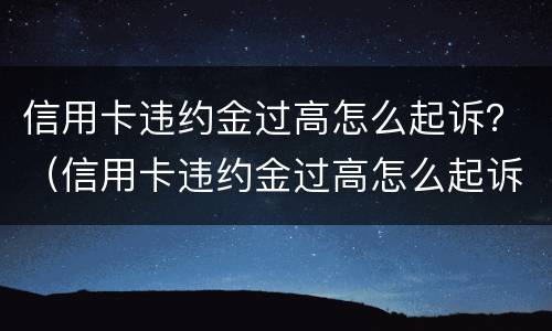 信用卡违约金过高怎么起诉？（信用卡违约金过高怎么起诉法院）