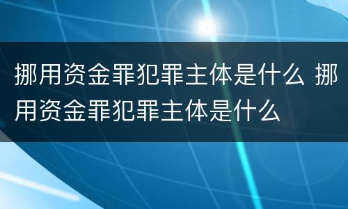 挪用资金罪犯罪主体是什么 挪用资金罪犯罪主体是什么