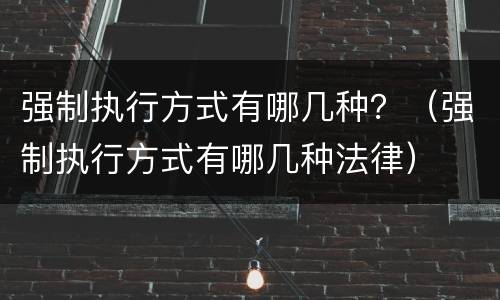 强制执行方式有哪几种？（强制执行方式有哪几种法律）