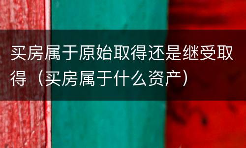 买房属于原始取得还是继受取得（买房属于什么资产）