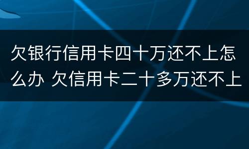 欠银行信用卡四十万还不上怎么办 欠信用卡二十多万还不上怎么办