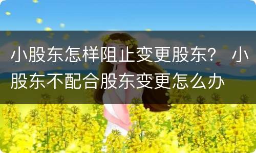 小股东怎样阻止变更股东？ 小股东不配合股东变更怎么办