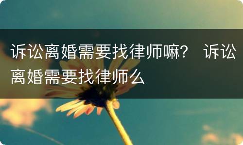 诉讼离婚需要找律师嘛？ 诉讼离婚需要找律师么