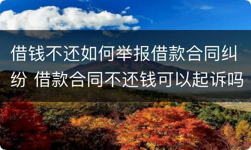 借钱不还如何举报借款合同纠纷 借款合同不还钱可以起诉吗