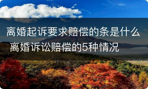 离婚起诉要求赔偿的条是什么 离婚诉讼赔偿的5种情况
