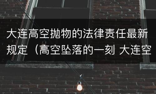 大连高空抛物的法律责任最新规定（高空坠落的一刻 大连空难）