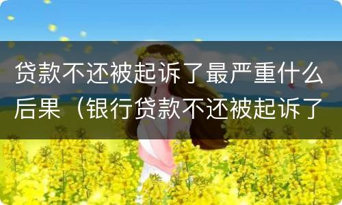 贷款不还被起诉了最严重什么后果（银行贷款不还被起诉了最严重什么后果）
