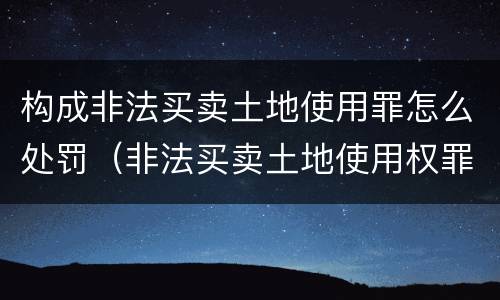 构成非法买卖土地使用罪怎么处罚（非法买卖土地使用权罪）