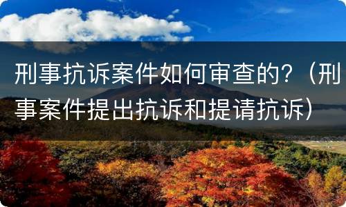 刑事抗诉案件如何审查的?（刑事案件提出抗诉和提请抗诉）
