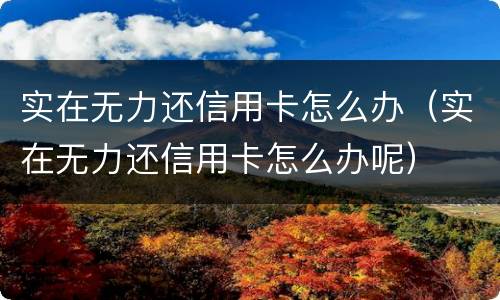 实在无力还信用卡怎么办（实在无力还信用卡怎么办呢）