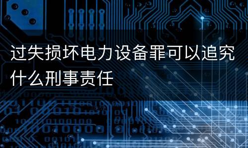 过失损坏电力设备罪可以追究什么刑事责任