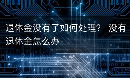 退休金没有了如何处理？ 没有退休金怎么办