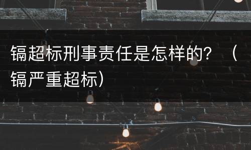 镉超标刑事责任是怎样的？（镉严重超标）