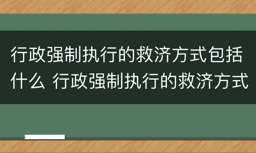 行政强制执行的救济方式包括什么 行政强制执行的救济方式包括什么内容