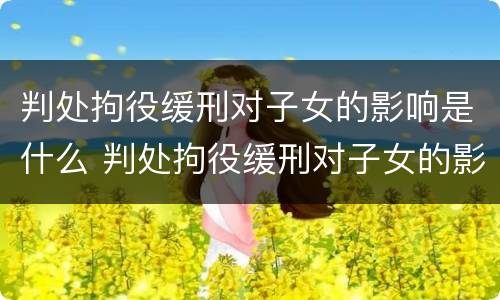 判处拘役缓刑对子女的影响是什么 判处拘役缓刑对子女的影响是什么呢