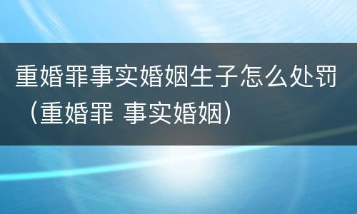 重婚罪事实婚姻生子怎么处罚（重婚罪 事实婚姻）