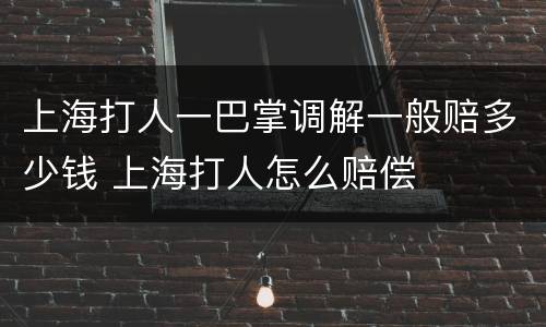 上海打人一巴掌调解一般赔多少钱 上海打人怎么赔偿