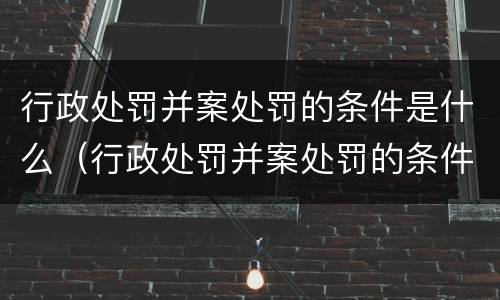行政处罚并案处罚的条件是什么（行政处罚并案处罚的条件是什么呢）