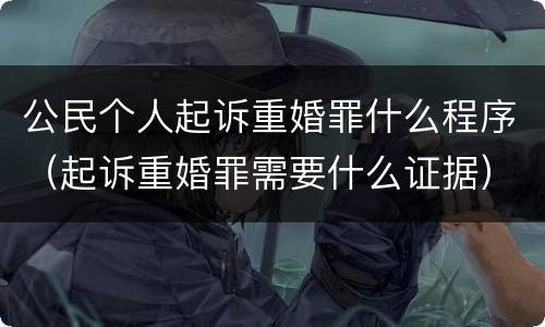公民个人起诉重婚罪什么程序（起诉重婚罪需要什么证据）