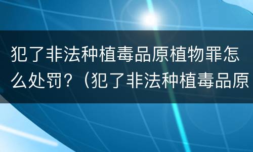 犯了非法种植毒品原植物罪怎么处罚?（犯了非法种植毒品原植物罪怎么处罚的）