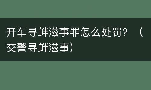 开车寻衅滋事罪怎么处罚？（交警寻衅滋事）