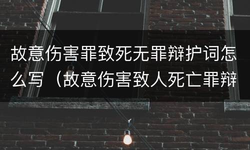 故意伤害罪致死无罪辩护词怎么写（故意伤害致人死亡罪辩护词）