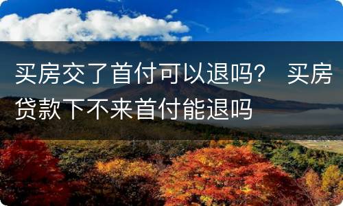买房交了首付可以退吗？ 买房贷款下不来首付能退吗