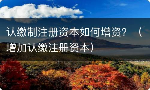 认缴制注册资本如何增资？（增加认缴注册资本）