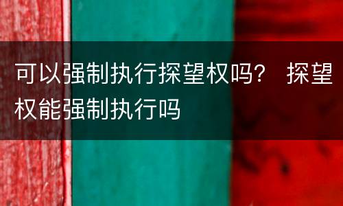 可以强制执行探望权吗？ 探望权能强制执行吗