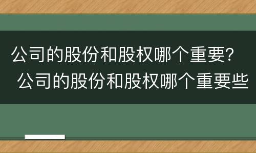 公司的股份和股权哪个重要？ 公司的股份和股权哪个重要些