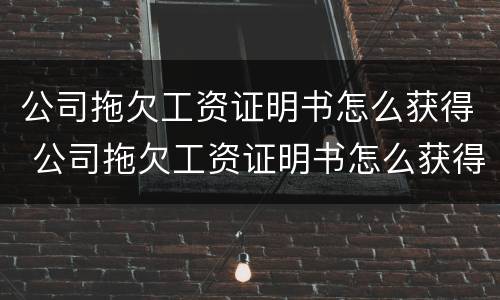公司拖欠工资证明书怎么获得 公司拖欠工资证明书怎么获得赔偿