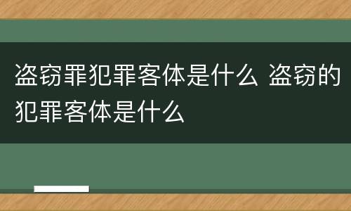 盗窃罪犯罪客体是什么 盗窃的犯罪客体是什么