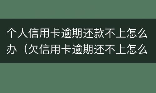 个人信用卡逾期还款不上怎么办（欠信用卡逾期还不上怎么办）