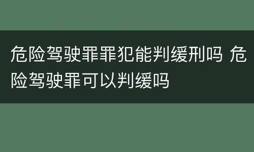危险驾驶罪罪犯能判缓刑吗 危险驾驶罪可以判缓吗