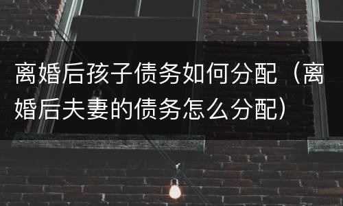 离婚后孩子债务如何分配（离婚后夫妻的债务怎么分配）