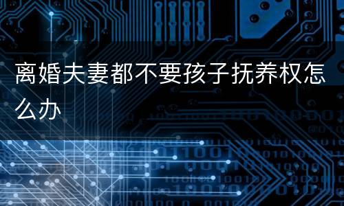 离婚夫妻都不要孩子抚养权怎么办
