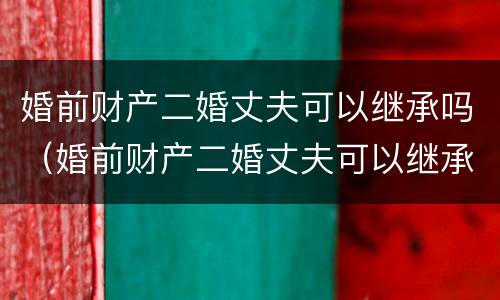 婚前财产二婚丈夫可以继承吗（婚前财产二婚丈夫可以继承吗女方）