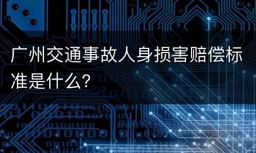 广州交通事故人身损害赔偿标准是什么？