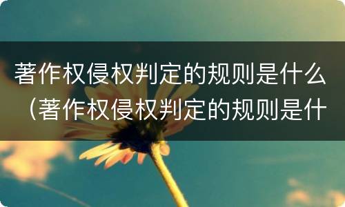 著作权侵权判定的规则是什么（著作权侵权判定的规则是什么意思）