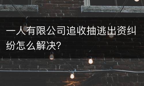 一人有限公司追收抽逃出资纠纷怎么解决？