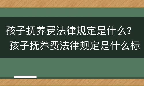 孩子抚养费法律规定是什么？ 孩子抚养费法律规定是什么标准