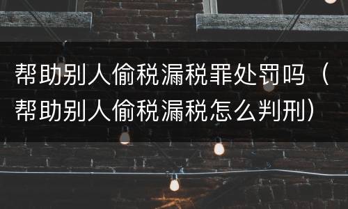 帮助别人偷税漏税罪处罚吗（帮助别人偷税漏税怎么判刑）