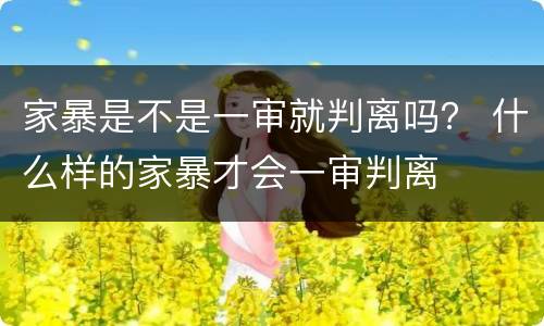 家暴是不是一审就判离吗？ 什么样的家暴才会一审判离