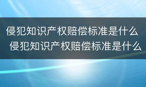 侵犯知识产权赔偿标准是什么 侵犯知识产权赔偿标准是什么案例