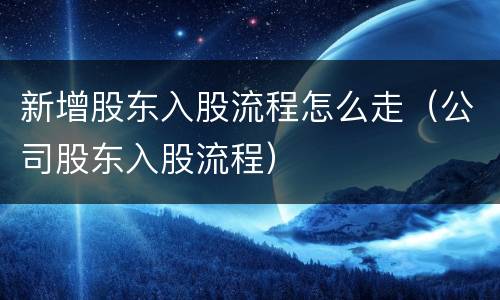 新增股东入股流程怎么走（公司股东入股流程）