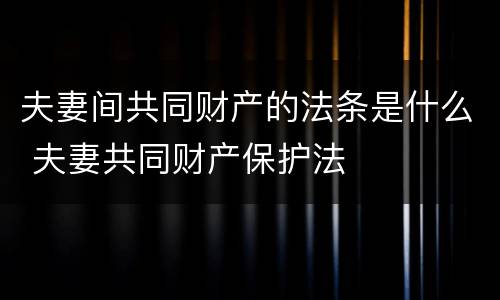 夫妻间共同财产的法条是什么 夫妻共同财产保护法