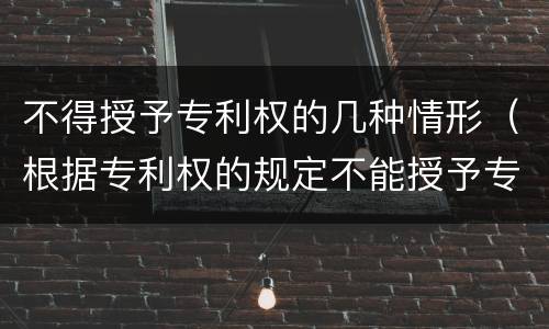 不得授予专利权的几种情形（根据专利权的规定不能授予专利权的有什么）