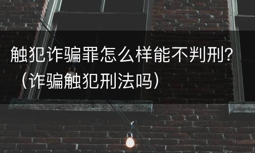 触犯诈骗罪怎么样能不判刑？（诈骗触犯刑法吗）